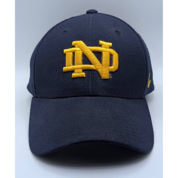 Notre Dame Zephyr Fitted Hat Cap Navy Blue Fighting Irish NCAA M/L Clover ND - Picture 2 of 5